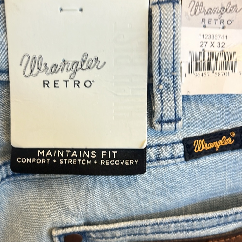 Wrangler Light Blue Flare Jeans with Southwestern Hem Stitching - Picture 4 of 4